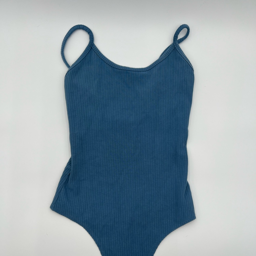 American Eagle Outfitters Blue Ribbed Bodysuit